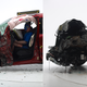 The 2017 Nissan Titan Crew Cab (left), which rated “Marginal” in the driver-side small overlap frontal test and the 2018 Nissan Titan Crew Cab (right), which rated “Good” in the driver-side small overlap frontal test.